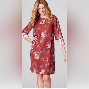 J Jill Mixed Florals Flared Sleeve Dress